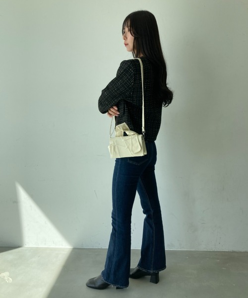 Loco Ocean(ロコオーシャン)の「【ステッチ】カラーデニム フリル / ミニバッグ ショルダーバッグ(ショルダーバッグ・レディース・ブラック/ホワイト・ONE SIZE)」の3枚目の写真