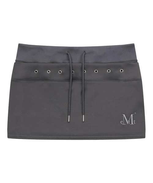 MUCENT(ムセント)の「A'GEM/9 × .kom 『MUCENT/ムーセント』 STRIA PUNCHING EYELET BANDING MINI SKIRT/パンチングアイレットバンディングミニスカート(スカート・レディース・チャコールグレー/ブラック・FREE)」の1枚目の写真