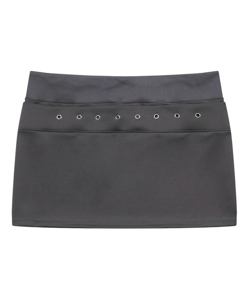 MUCENT(ムセント)の「A'GEM/9 × .kom 『MUCENT/ムーセント』 STRIA PUNCHING EYELET BANDING MINI SKIRT/パンチングアイレットバンディングミニスカート(スカート・レディース・チャコールグレー/ブラック・FREE)」の3枚目の写真