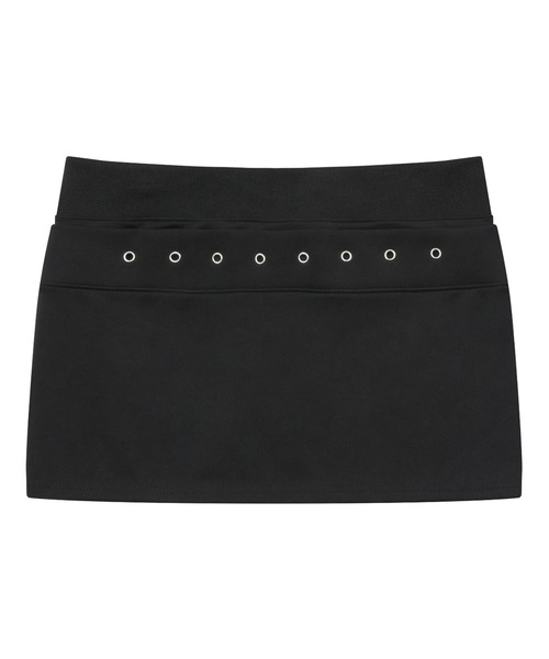 MUCENT(ムセント)の「A'GEM/9 × .kom 『MUCENT/ムーセント』 STRIA PUNCHING EYELET BANDING MINI SKIRT/パンチングアイレットバンディングミニスカート(スカート・レディース・チャコールグレー/ブラック・FREE)」の6枚目の写真
