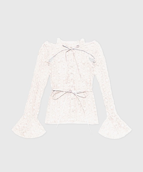 JOSE MOON(ジョゼムーン)の「LACE COMPACT LAYERED TOPS/レースコンパクトレイヤードトップス(Tシャツ/カットソー・レディース・ブラック/ホワイト/ブラウン・FREE)」の1枚目の写真