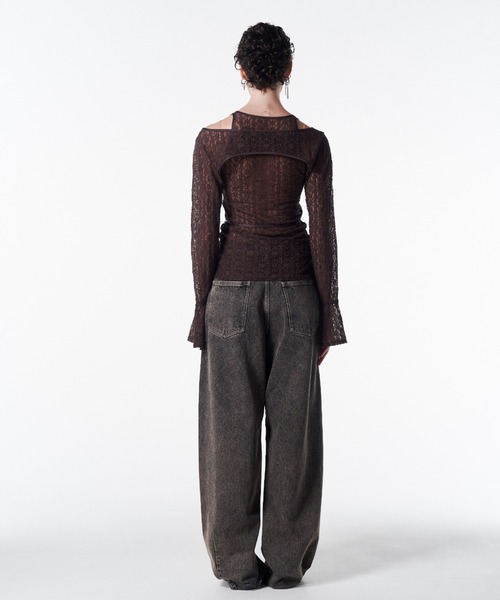 JOSE MOON(ジョゼムーン)の「LACE COMPACT LAYERED TOPS/レースコンパクトレイヤードトップス(Tシャツ/カットソー・レディース・ブラック/ホワイト/ブラウン・FREE)」の10枚目の写真