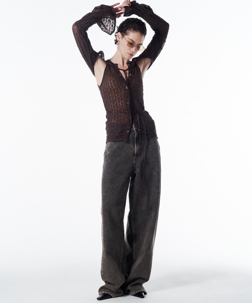JOSE MOON(ジョゼムーン)の「LACE COMPACT LAYERED TOPS/レースコンパクトレイヤードトップス(Tシャツ/カットソー・レディース・ブラック/ホワイト/ブラウン・FREE)」の13枚目の写真