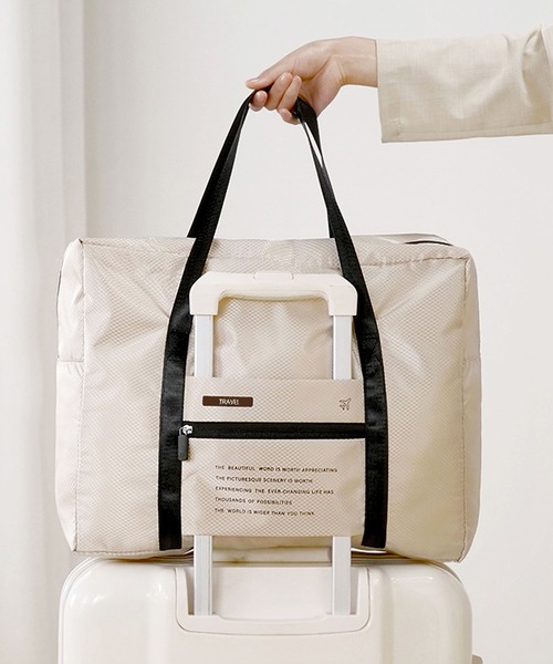 florist(フローリスト)の「【キャリーオン対応・約25L】 撥水 パッカブルライトトラベルバッグ/ サブバッグ(トラベルグッズ・レディース・ブラック/ダークパープル/クリーム/グレー・FREE)」の4枚目の写真