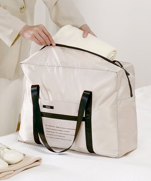 florist(フローリスト)の「【キャリーオン対応・約25L】 撥水 パッカブルライトトラベルバッグ/ サブバッグ(トラベルグッズ・レディース・ブラック/ダークパープル/クリーム/グレー・FREE)」の9枚目の写真