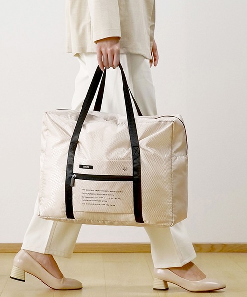 florist(フローリスト)の「【キャリーオン対応・約25L】 撥水 パッカブルライトトラベルバッグ/ サブバッグ(トラベルグッズ・レディース・ブラック/ダークパープル/クリーム/グレー・FREE)」の10枚目の写真