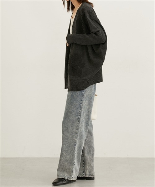 nissen（ニッセン）の「肩レースデザインオーバーサイズドルマンカーディガン（ニット/セーター・レディース・チャコールグレー/ブラック・FREE）」の19枚目の写真