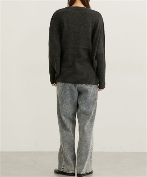 nissen（ニッセン）の「肩レースデザインオーバーサイズドルマンカーディガン（ニット/セーター・レディース・チャコールグレー/ブラック・FREE）」の20枚目の写真