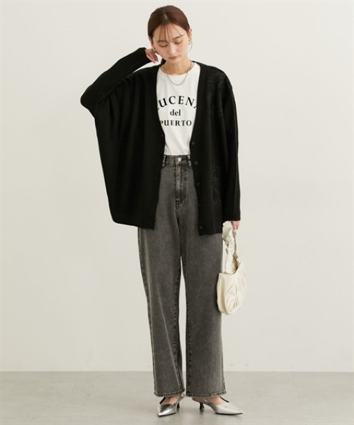 nissen（ニッセン）の「肩レースデザインオーバーサイズドルマンカーディガン（ニット/セーター・レディース・チャコールグレー/ブラック・FREE）」の22枚目の写真