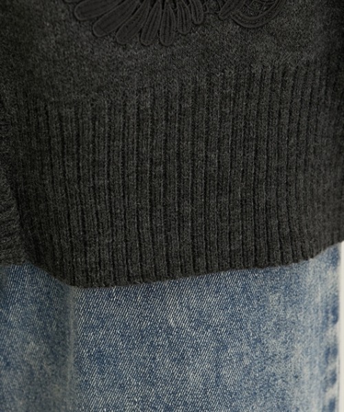 nissen（ニッセン）の「肩レースデザインオーバーサイズドルマンカーディガン（ニット/セーター・レディース・チャコールグレー/ブラック・FREE）」の11枚目の写真