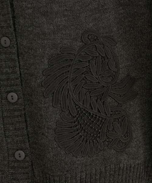 nissen（ニッセン）の「肩レースデザインオーバーサイズドルマンカーディガン（ニット/セーター・レディース・チャコールグレー/ブラック・FREE）」の10枚目の写真