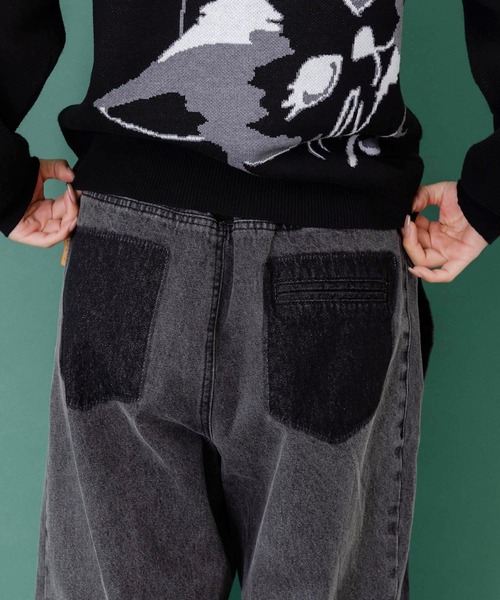 スカラー　scolar 153672：綿×レース異素材アップリケデニムパンツ 153672：綿×レース異素材アップリケデニムパンツの通販-ScoLar