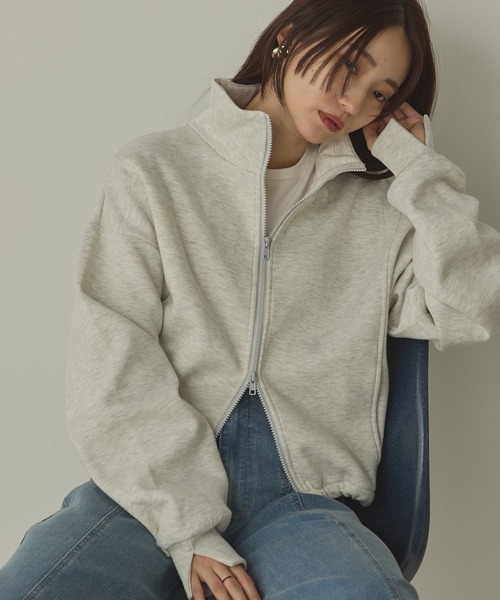 セール】裏起毛ダブルジップ ハイネックブルゾン（ブルゾン）｜hunch