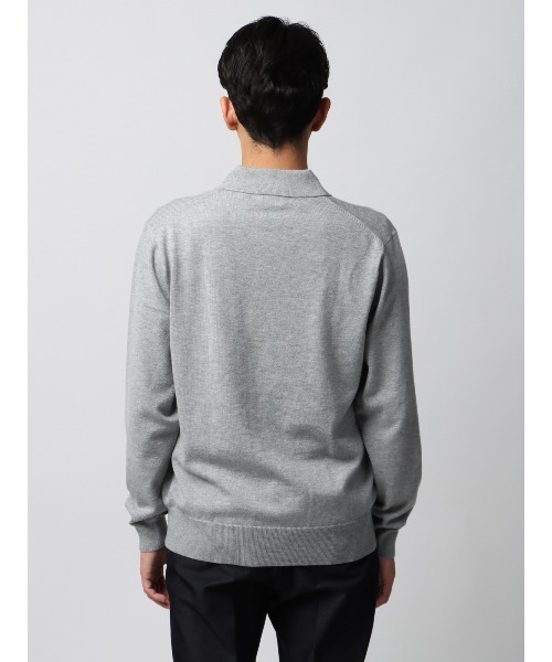 SUIT SQUARE（スーツスクエア）の「ポロニット 長袖 ウォッシャブル ウールブレンド天竺 無地 オフィニット（ニット/セーター・メンズ・グレー/ブラック・M/S/LL/L）」の7枚目の写真