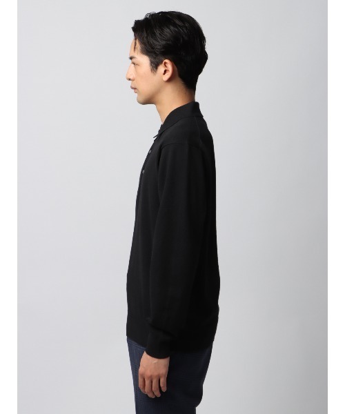 セール】ポロニット 長袖 ウォッシャブル ウールブレンド天竺 無地