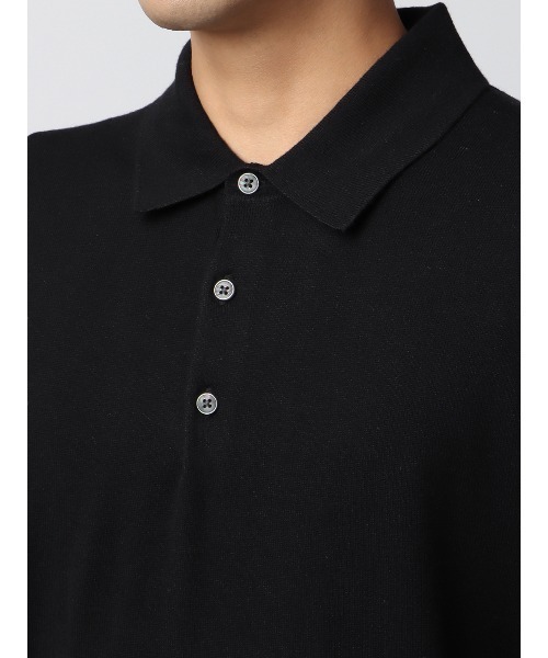 SUIT SQUARE（スーツスクエア）の「ポロニット 長袖 ウォッシャブル ウールブレンド天竺 無地 オフィニット（ニット/セーター・メンズ・グレー/ブラック・M/S/LL/L）」の14枚目の写真