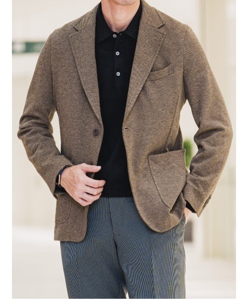 セール】ポロニット 長袖 ウォッシャブル ウールブレンド天竺 無地