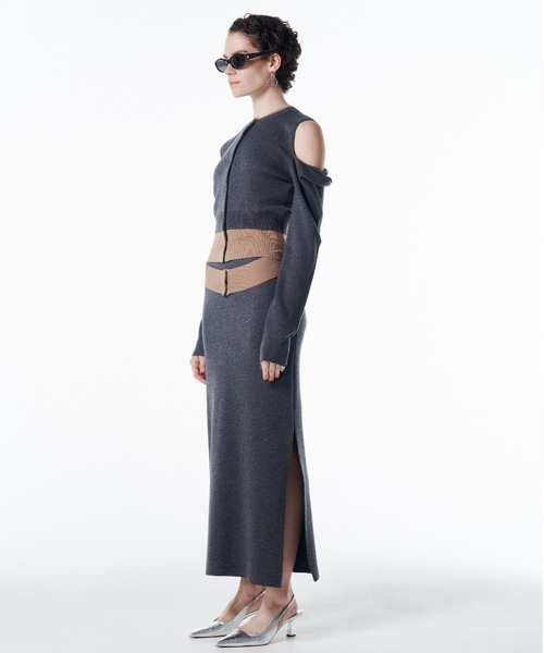 JOSE MOON(ジョゼムーン)の「CUTTING LAYERED KNIT DRESS/カッティングレイヤードニットドレス(ワンピース・レディース・グレー/ブラック・FREE)」の5枚目の写真