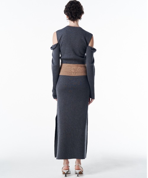 JOSE MOON(ジョゼムーン)の「CUTTING LAYERED KNIT DRESS/カッティングレイヤードニットドレス(ワンピース・レディース・グレー/ブラック・FREE)」の6枚目の写真