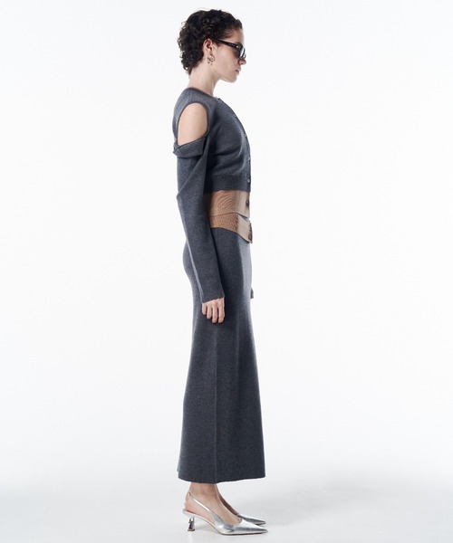 JOSE MOON(ジョゼムーン)の「CUTTING LAYERED KNIT DRESS/カッティングレイヤードニットドレス(ワンピース・レディース・グレー/ブラック・FREE)」の7枚目の写真