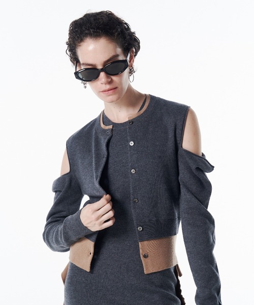 JOSE MOON(ジョゼムーン)の「CUTTING LAYERED KNIT DRESS/カッティングレイヤードニットドレス(ワンピース・レディース・グレー/ブラック・FREE)」の11枚目の写真