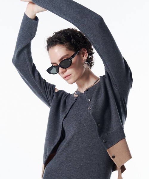 JOSE MOON(ジョゼムーン)の「CUTTING LAYERED KNIT DRESS/カッティングレイヤードニットドレス(ワンピース・レディース・グレー/ブラック・FREE)」の12枚目の写真