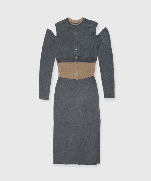 JOSE MOON(ジョゼムーン)の「CUTTING LAYERED KNIT DRESS/カッティングレイヤードニットドレス(ワンピース・レディース・グレー/ブラック・FREE)」の17枚目の写真
