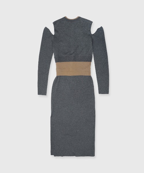 JOSE MOON(ジョゼムーン)の「CUTTING LAYERED KNIT DRESS/カッティングレイヤードニットドレス(ワンピース・レディース・グレー/ブラック・FREE)」の18枚目の写真