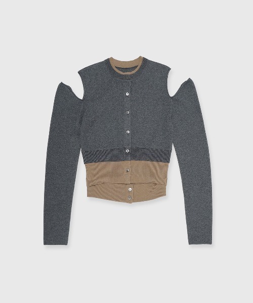JOSE MOON(ジョゼムーン)の「CUTTING LAYERED KNIT DRESS/カッティングレイヤードニットドレス(ワンピース・レディース・グレー/ブラック・FREE)」の19枚目の写真