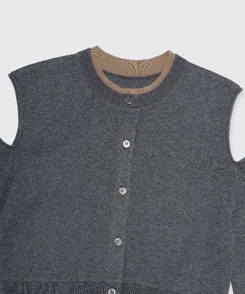 JOSE MOON(ジョゼムーン)の「CUTTING LAYERED KNIT DRESS/カッティングレイヤードニットドレス(ワンピース・レディース・グレー/ブラック・FREE)」の21枚目の写真