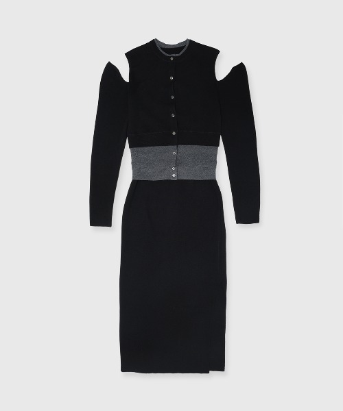 JOSE MOON(ジョゼムーン)の「CUTTING LAYERED KNIT DRESS/カッティングレイヤードニットドレス(ワンピース・レディース・グレー/ブラック・FREE)」の16枚目の写真