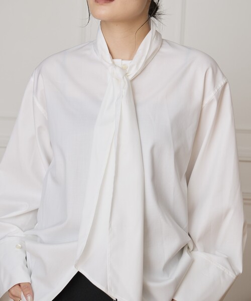 IENA LA BOUCLE（イエナラブークル）の「IENA LA BOUCLE コットンフロンタブルボウタイブラウス（シャツ/ブラウス・レディース・ブルー/ホワイト・FREE）」の6枚目の写真