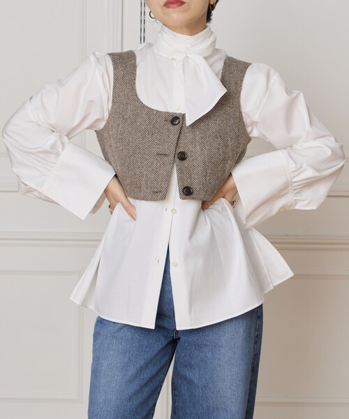 IENA LA BOUCLE（イエナラブークル）の「IENA LA BOUCLE コットンフロンタブルボウタイブラウス（シャツ/ブラウス・レディース・ブルー/ホワイト・FREE）」の12枚目の写真