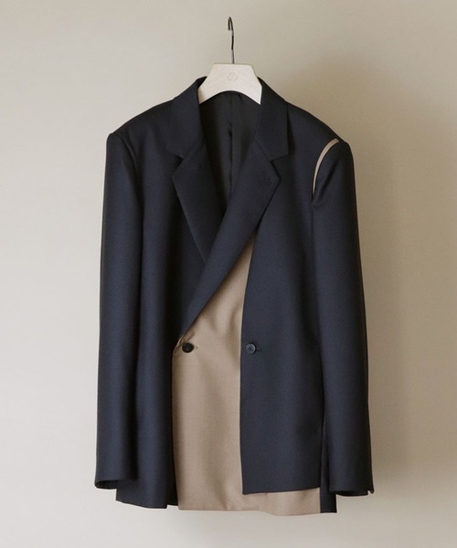 ETHOSENS(エトセンス)の「【ETHOSENS/エトセンス】Layer jacket(テーラードジャケット・メンズ・ブラック/ブラウン・1/2)」の2枚目の写真