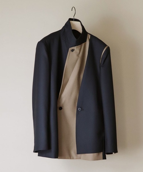 ETHOSENS(エトセンス)の「【ETHOSENS/エトセンス】Layer jacket(テーラードジャケット・メンズ・ブラック/ブラウン・1/2)」の3枚目の写真
