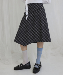 RENSE（レンセ）の「Raw Edge Check Midi Skirt Black（スカート）」