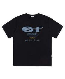 エッシュ ESCF ロゴ コラージュ プリント オーバーサイズ 半袖Tシャツ ブラック