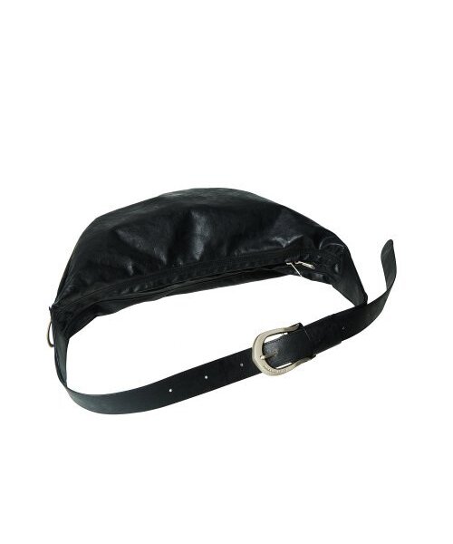 IUGAMAKARAS(イウガマカラス)の「H-Buckle Banana Leather Bag (black)(メッセンジャーバッグ・レディース・その他・FREE)」の1枚目の写真