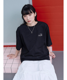 ハートキャットレース半袖Tシャツ[ブラック]