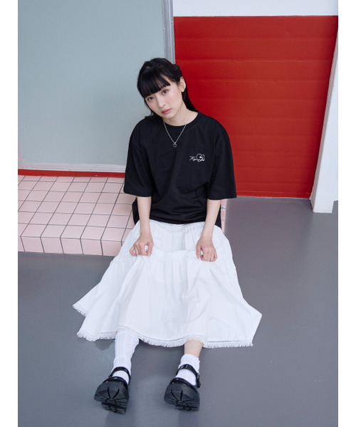THE GREEN LAB（ザグリーンラボ）の「ハートキャットレース半袖Tシャツ[ブラック]（Tシャツ/カットソー・レディース・その他・FREE）」の2枚目の写真