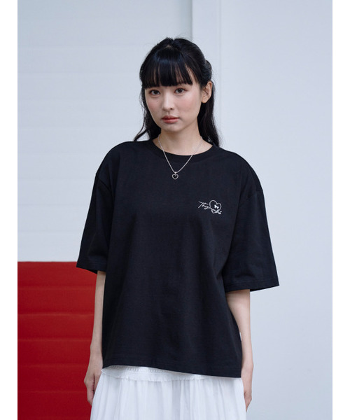 THE GREEN LAB（ザグリーンラボ）の「ハートキャットレース半袖Tシャツ[ブラック]（Tシャツ/カットソー・レディース・その他・FREE）」の3枚目の写真