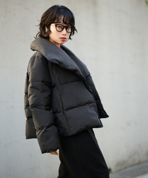 LAULEN（ローレン）の「2way collar short down coat /2wayカラーショートダウンコート（ダウンジャケット/コート・レディース・ブラック/ブラウン・FREE）」の4枚目の写真