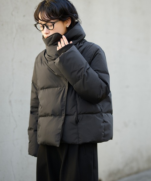 LAULEN（ローレン）の「2way collar short down coat /2wayカラーショートダウンコート（ダウンジャケット/コート・レディース・ブラック/ブラウン・FREE）」の6枚目の写真