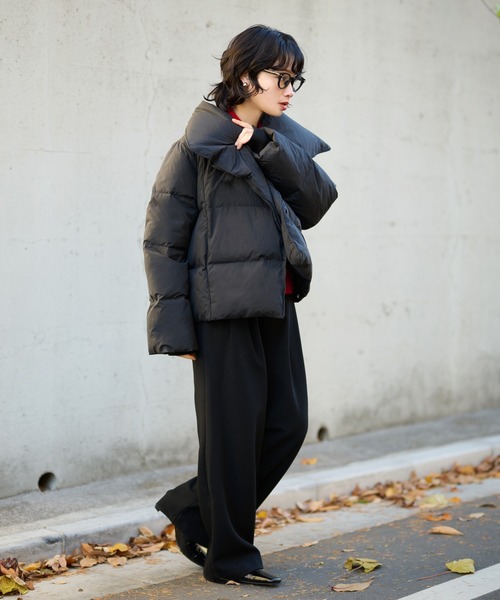 LAULEN（ローレン）の「2way collar short down coat /2wayカラーショートダウンコート（ダウンジャケット/コート・レディース・ブラック/ブラウン・FREE）」の12枚目の写真