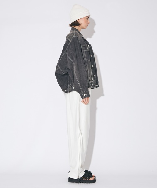 beautiful people（ビューティフルピープル）の「suvin compact sweat  zip up bow pants（スウェットパンツ・レディース・ブラック/オフホワイト・36）」の7枚目の写真