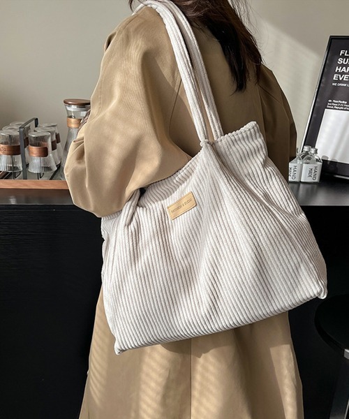 Miniministore(ミニミニストア)の「トートバッグ レディース コーデュロイ(トートバッグ・レディース・ブラック/カーキ/マスタード/グレー/オフホワイト・FREE)」の1枚目の写真