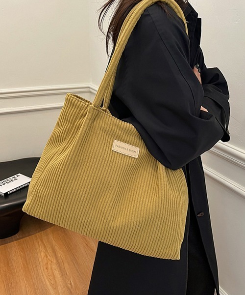 Miniministore(ミニミニストア)の「トートバッグ レディース コーデュロイ(トートバッグ・レディース・ブラック/カーキ/マスタード/グレー/オフホワイト・FREE)」の5枚目の写真