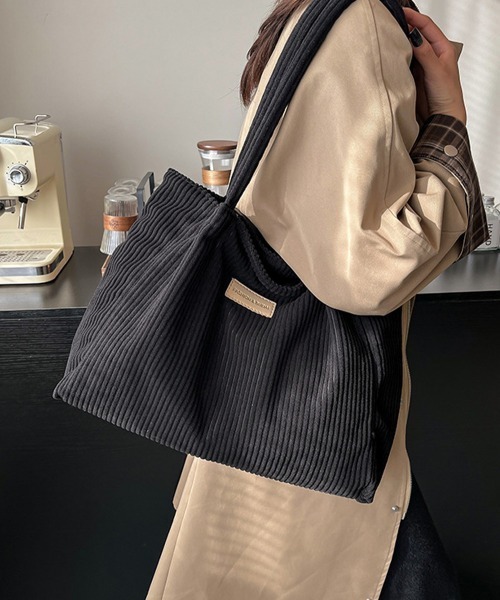 Miniministore(ミニミニストア)の「トートバッグ レディース コーデュロイ(トートバッグ・レディース・ブラック/カーキ/マスタード/グレー/オフホワイト・FREE)」の2枚目の写真