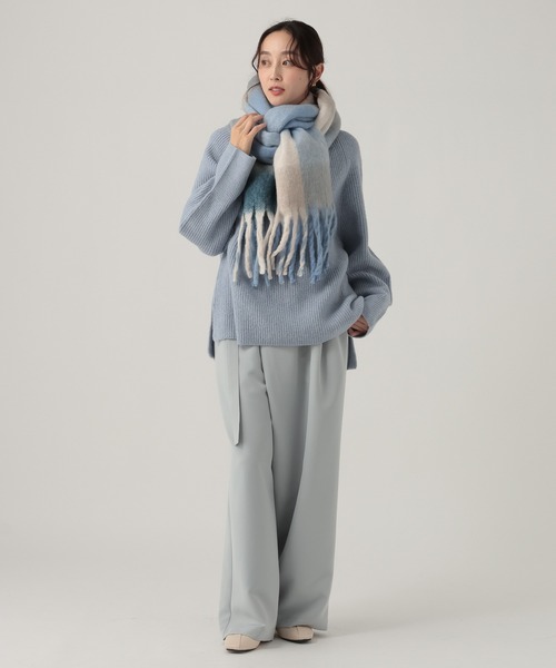 Elura（エルーラ）の「パネルチェックマフラー/591466（マフラー・レディース・ブルー/ベージュ・ONE SIZE）」の16枚目の写真
