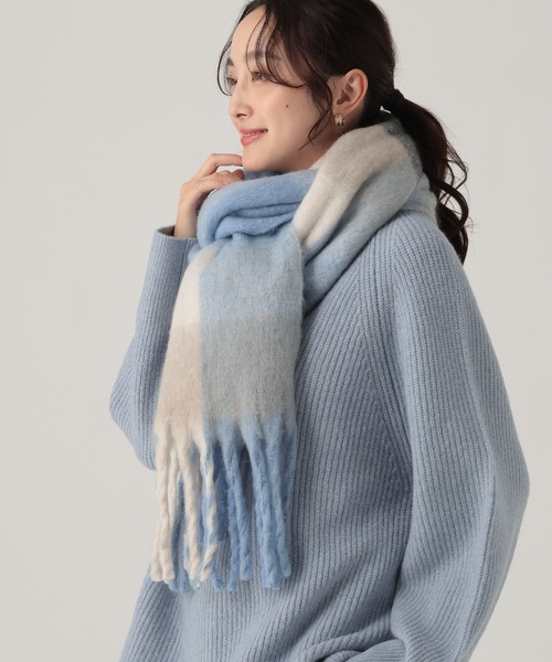 Elura（エルーラ）の「パネルチェックマフラー/591466（マフラー・レディース・ブルー/ベージュ・ONE SIZE）」の17枚目の写真